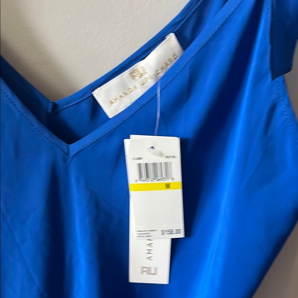 Blue Ruffle Sleeve V-Neck Top - Picture 2 of 3